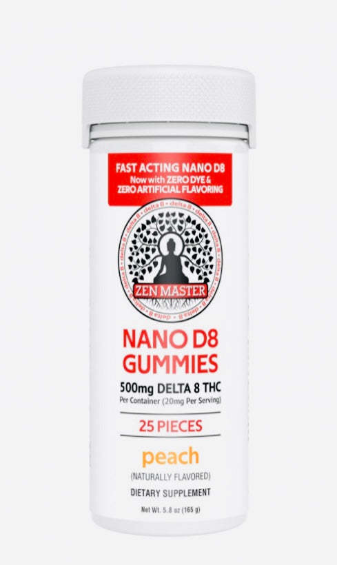 25 count peach D8 THC fast acting nano gummy 